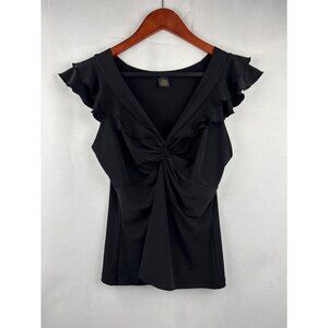 Ruffled Black Sleeveless Top By Susan Lawrence